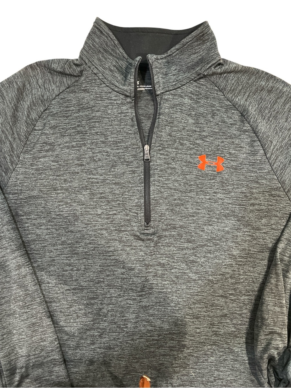 Under Armour Men’s Heather Navy Blue & Black 1/4 Zip Long Sleeve Pullover Large